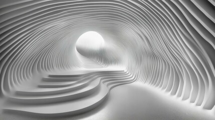 Obraz premium Intriguing White Waves: A Journey Through Modern Architectural Design and Light Play