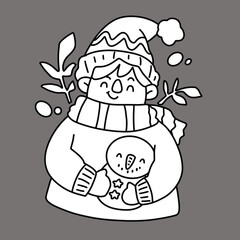 Cute children Christmas Cute hand drawn Elements Illustration cards