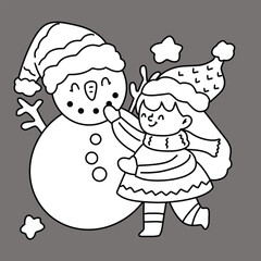 Cute children Christmas Cute hand drawn Elements Illustration cards