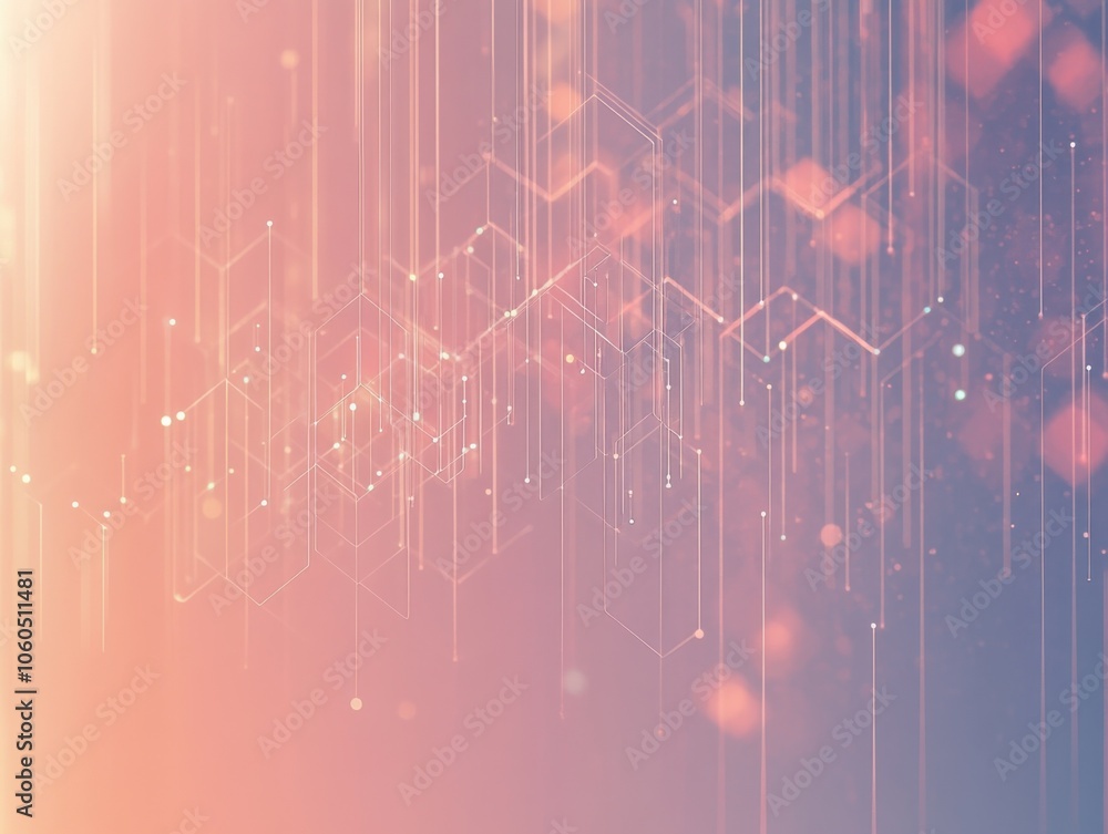 Poster abstract colorful background with geometric patterns and glowing elements.