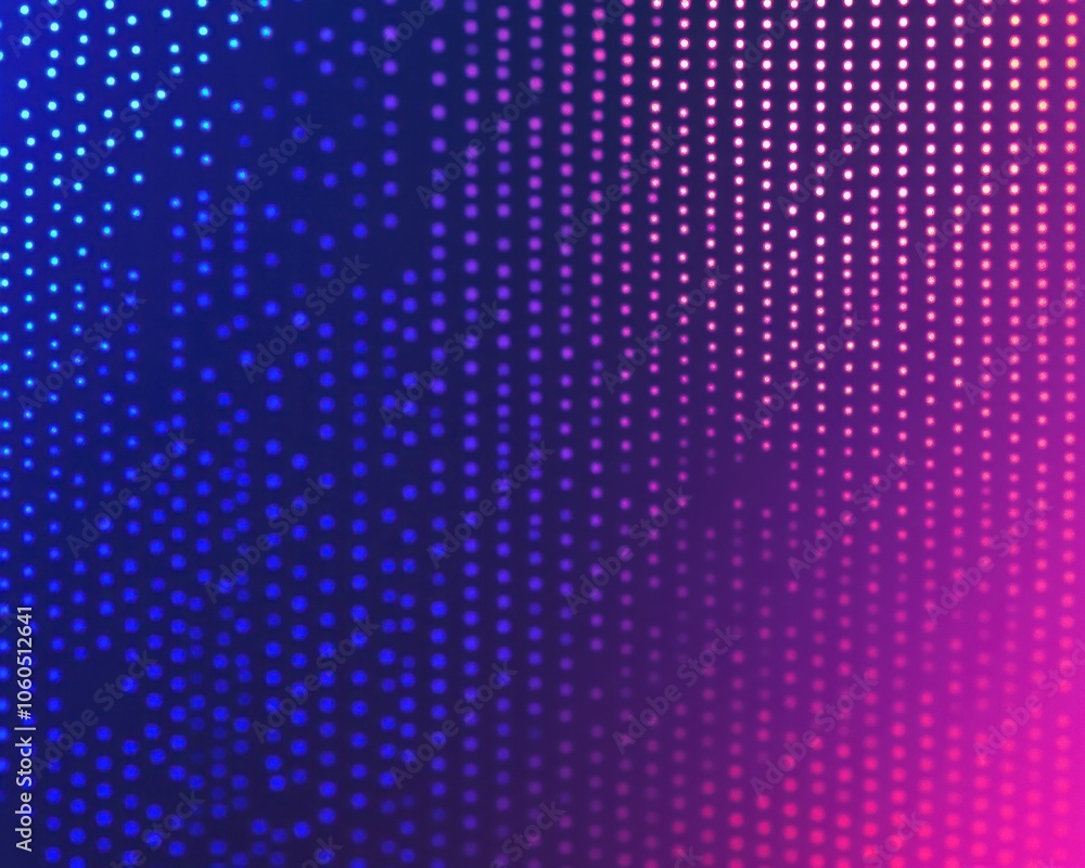 Poster abstract gradient pattern with vibrant blue and pink dots on a dark background.
