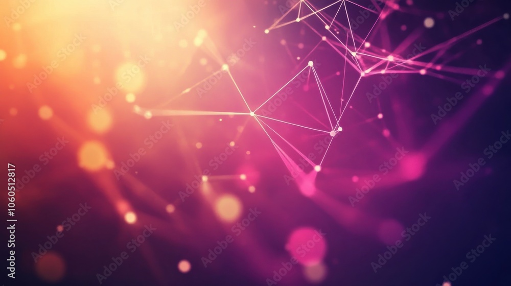 Poster abstract light patterns with colorful glowing dots and lines, vibrant background.