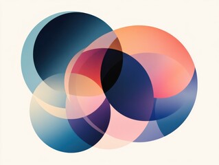 Obraz premium Abstract overlapping circles in vibrant colors on a light background.