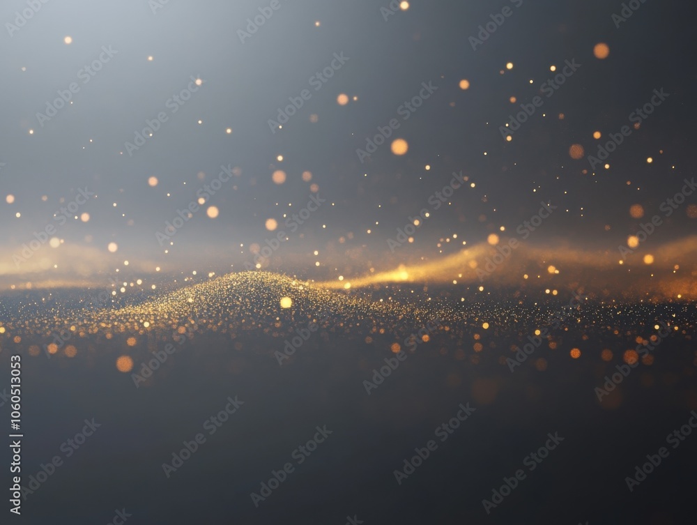 Poster abstract particles in a mesmerizing glow against a dark background.
