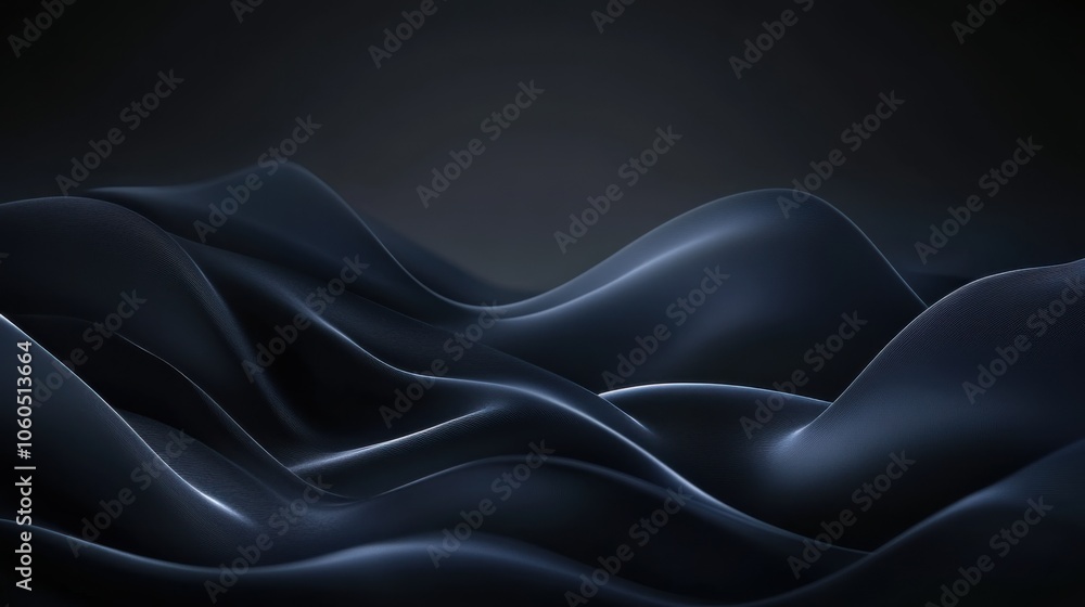 Aufkleber abstract waves of black fabric creating smooth textures on a dark background.