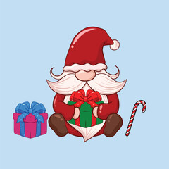 Merry Christmas and happy new year greeting card with cute Santa Claus vector illustration art