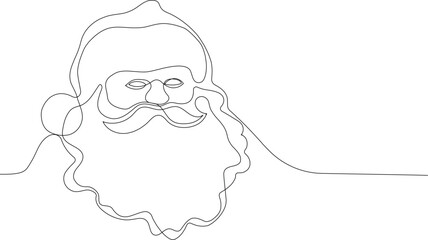 Outlined Cute Santa Claus Cartoon Character With A Sack Full Of Gifts. Vector Hand Drawn Illustration. One continuous line drawing Santa Claus on reindeer and sled. concept for Christmas and New Year