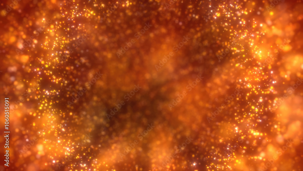 Poster a glowing background of orange lights and sparkles, adding warmth and vibrance to digital compositio