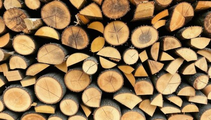 A pile of stacked pieces of firewood for heatin. Generated with AI.