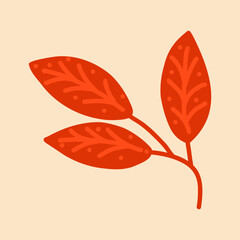 Vector autumn beautiful leaf on a beige background for design, decoration of books and articles, sale, banners