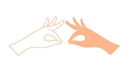 Vector illustrations of hand pinching fingers gesture in a flat hand drawn design style.