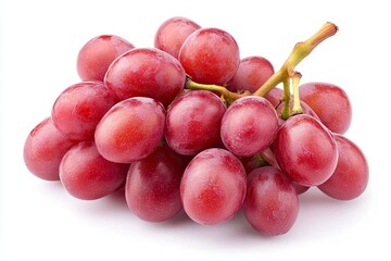 Fototapeta premium Freshly Harvested Red Grapes Arranged Beautifully on a White Background Showcasing Natural Beauty