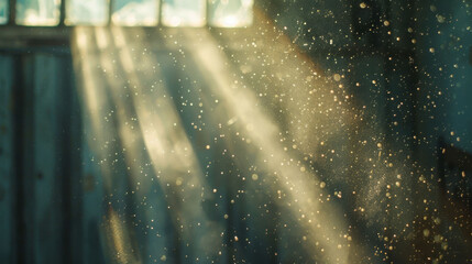 serene close up of dust particles illuminated by soft sunlight, creating magical atmosphere in tranquil space. gentle rays enhance beauty of floating particles