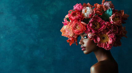 Artistic Floral Headpiece on Model