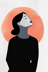 flat vector illustration with beautiful environment and a woman generated by AI