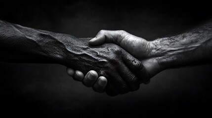 Fototapeta premium A handshake between two hands in front of a bright background