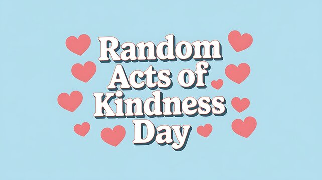 "Random Acts of Kindness Day" Text with Pink Hearts - Powered by Adobe