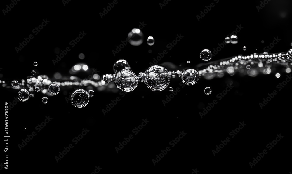 Poster water bubbles rising in dark surroundings, creating a dynamic visual effect