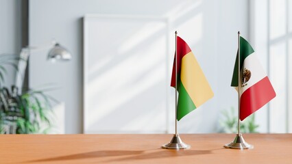 FLAGS OF GUINEA-BISSAU And MEXICO ON TABLE