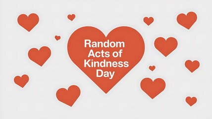 Red Hearts Surrounding A Large Heart With "Random Acts of Kindness Day" Text