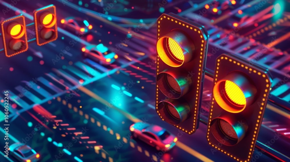 Poster the traffic lights at a busy intersection are equipped with 5g sensors allowing for realtime adjustm