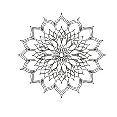 Mandala outline vector, snowflake on white vector 