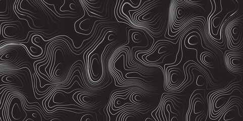 Abstract gradient multicolor on black background with Topographic line map pattern, Topographic map lines, contour background, wavy and curved lines background, Geographic map.	