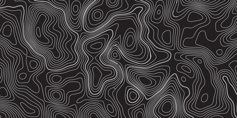 Abstract gradient multicolor on black background with Topographic line map pattern, Topographic map lines, contour background, wavy and curved lines background, Geographic map.	