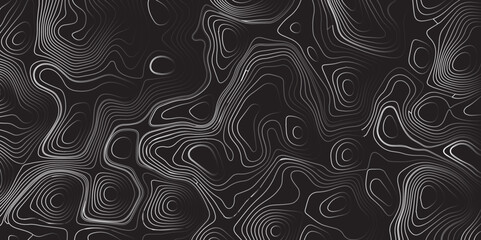Abstract gradient multicolor on black background with Topographic line map pattern, Topographic map lines, contour background, wavy and curved lines background, Geographic map.	