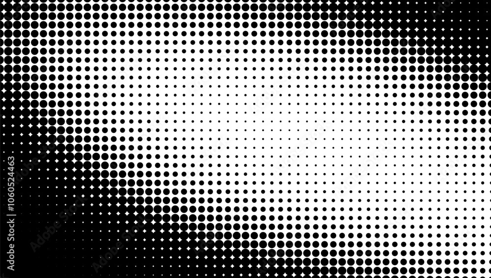 Poster black and white dotted pattern with gradient transition