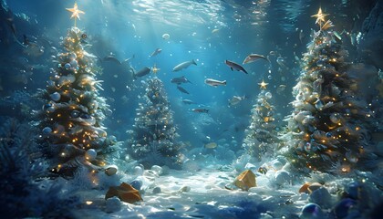 Fototapeta premium A beautiful and wonderful Christmas scene. Generative AI.