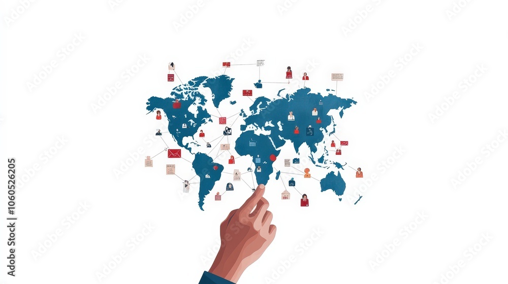 Poster isolated 2d illustration of a map with characters