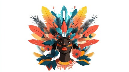Naklejka premium Colorful Character Illustration with Nature Elements