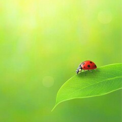 Fototapeta premium Vibrant Ladybug on Leaf in Natural Green Background