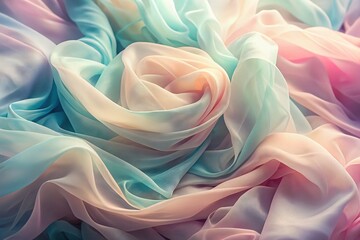 Obraz premium Elegant Abstract Soft Chiffon Texture Background for Fashion Photography, Ideal for High-End Designs, Textiles, and Visual Aesthetics, Perfect for Editorial and Advertising Use