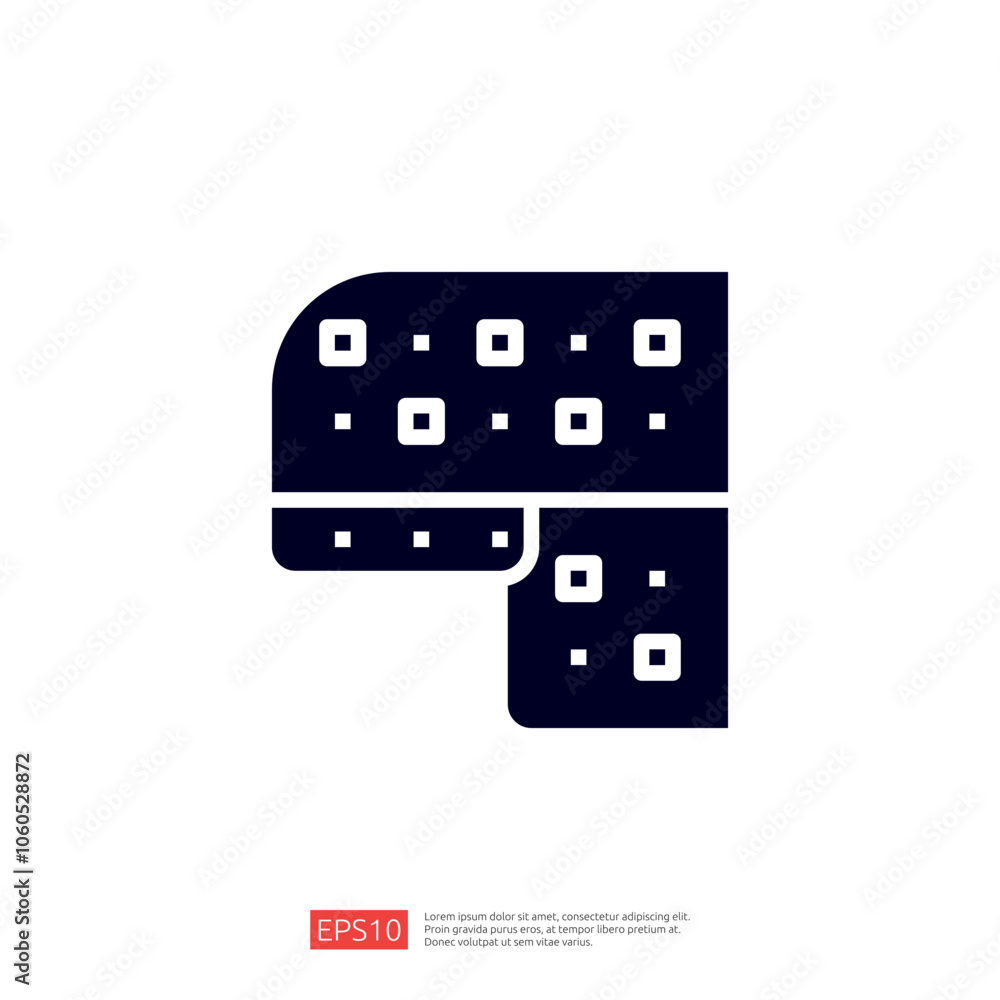 Poster this image features a minimalist design of a sofa or couch, illustrated with a simple, modern style,