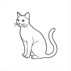 Cat line art vector illustration for creative design, pet-themed projects, and decorative graphics use