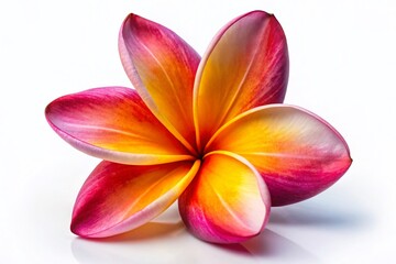 Fototapeta premium Elegant Frangipani Floral Arrangement on White Background - Perfect for Fashion Photography, Home Decor, and Nature-Inspired Designs