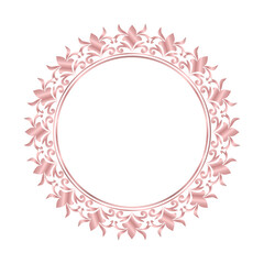 Damask Round Wreath rose gold circular round ornament floral Abstract pattern, Classic Victorian traditional style, illustration Vintage Design, Floral frames, Mandala, Antique, Moroccan frame