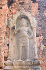Bas-relief sculpture at Prasat Preah Ko, Siem Reap, Cambodia.