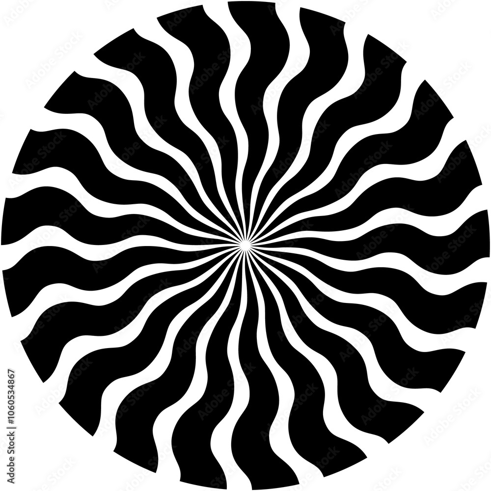 Poster vector illustration. optical illusion of volume. geometric round striped pattern of nested one in an