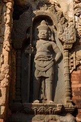 Bas-relief sculpture at Prasat Preah Ko, Siem Reap, Cambodia.
