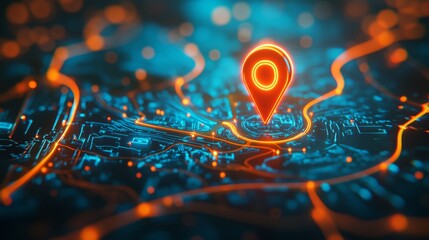 Advanced map design featuring a pinpoint, ideal for tech and navigation themes
