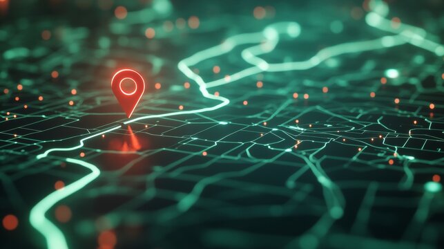 Modern map interface with a location pin, representing high-tech mapping tools
