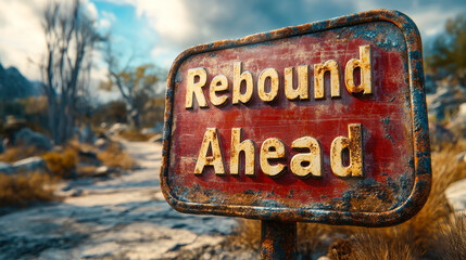 Rebound Ahead Sign Symbolizing Economic Recovery and Future Growth
