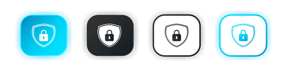 Lock closed icon set. Design for app icons. Button template. Vector illustration. 