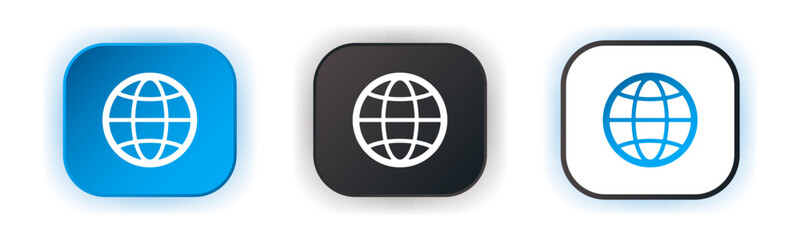 Global network icon set. Design for app icons. Button template. Vector illustration.