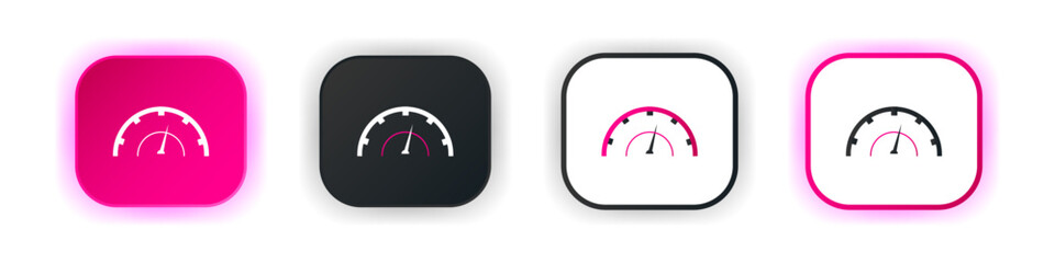 Speedometer icon set. Design for app icons. Button template. Vector illustration. 