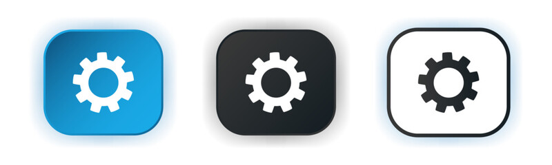 Gear icon set. Settings concept. Design for app icons. Button template. Vector illustration. 