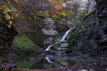 Autumn view of Lucifer Falls in Robert H Treman State Park